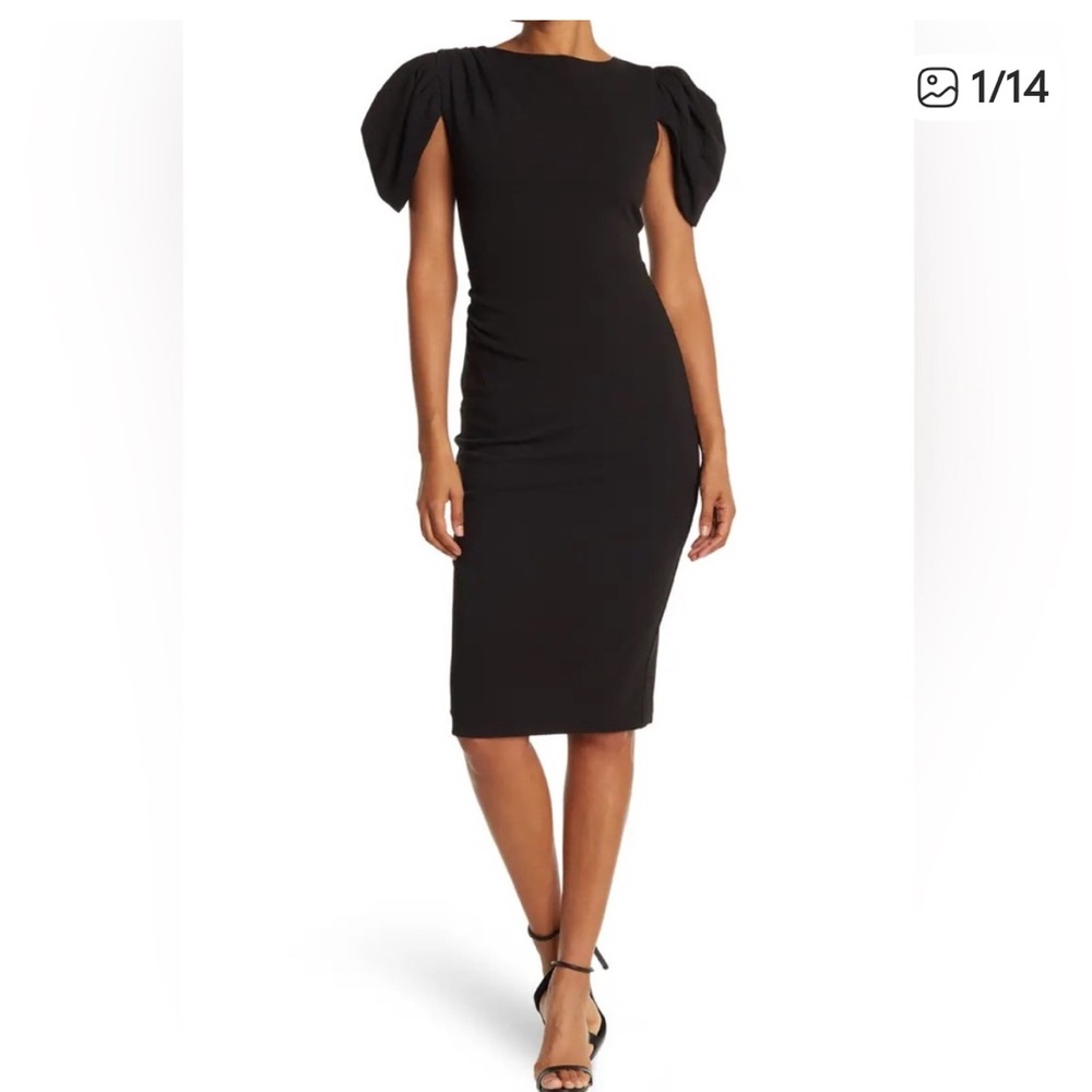 Alexia Admor Draped Black Sheath Dress size M